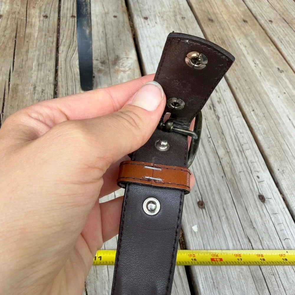 Woven Bonded Leather Belt Mens 34 Brown Ombre Western Braided Texture